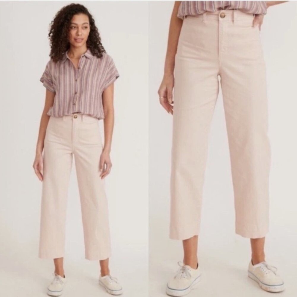 NWT Marine Layer Bridget Slim Wide Leg Crop in Peach Whip Size 4
